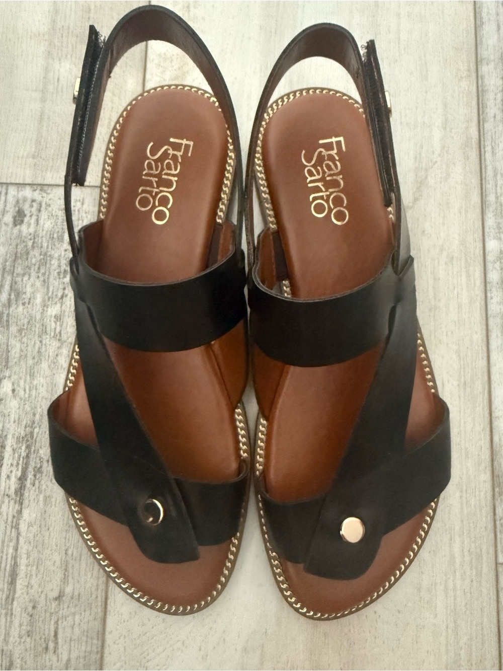 Franco Sarto Black Leather Open-Toe Slingback Sandals Size 6 Brand New!!